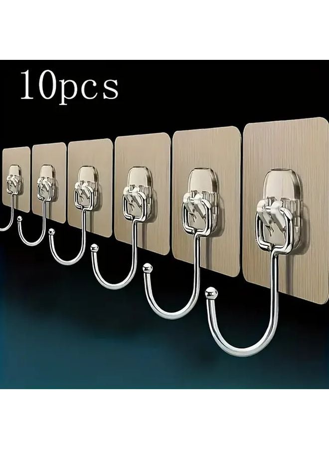 Golden Wall Hooks 10 Pack Strong Adhesive No Mark Hooks for Dorm Rooms - Image 3