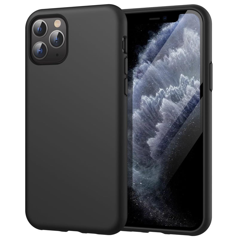 JETech Silicone Case for iPhone 11 Pro 58Inch SilkySoft Touch FullBody Protective Phone Case Shockproof Cover with Microfiber Lining Black