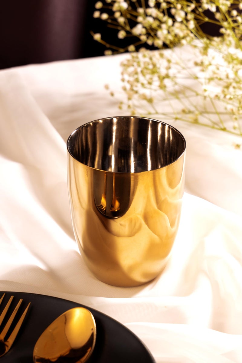Exclusivish Shiny PVD Gold Stainless Steel Glass Set of 4 | Food Grade Drinking Glass Tumblers | Wedding & Anniversary Gift Set for Couples | Dishwasher Safe, Non-Toxic, Anti-Tarnish Drinkware - Image 3