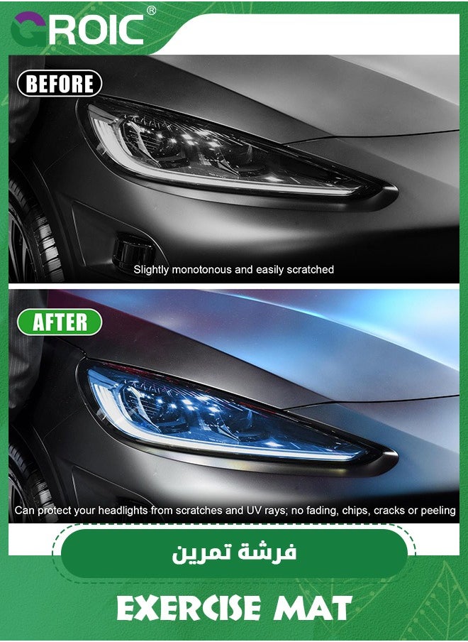 GROIC 30*120cm Car Light Tint Film, Shiny Chameleon Headlights Tail Lights Fog Lights Films with Squeeze & Cutter, Self Adhesive Vinyl Film Sticker Sheet Roll Car Accessories  - Image 3