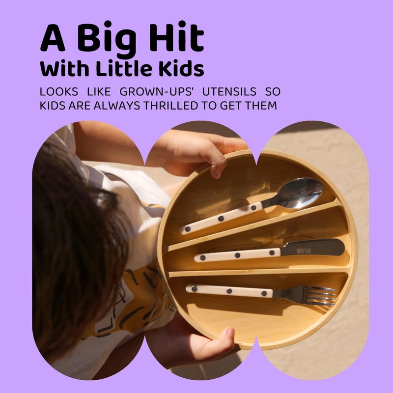 APLAINR Kids Silverware Set Stainless Steel Toddler Silverware with Bamboo Organizer Montessori Kids Utensils 10 Piece Cutlery Set with Forks Spoons  Knives Children Safe Metal Flatware - Image 3