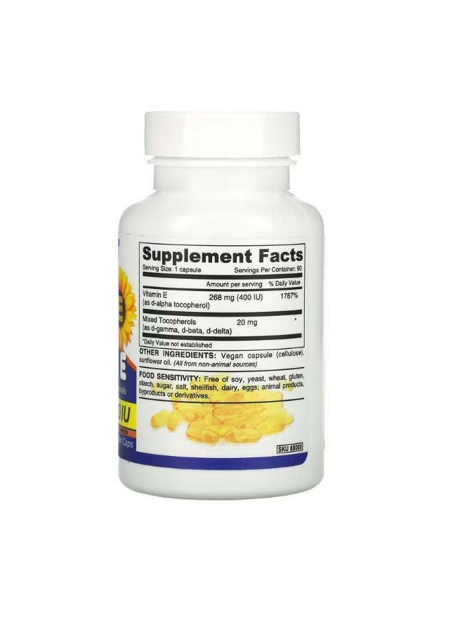 Deva Vegan Vitamin E with Mixed Tocopherols Soy Free 400 IU 90 Vegan Caps - Image 2