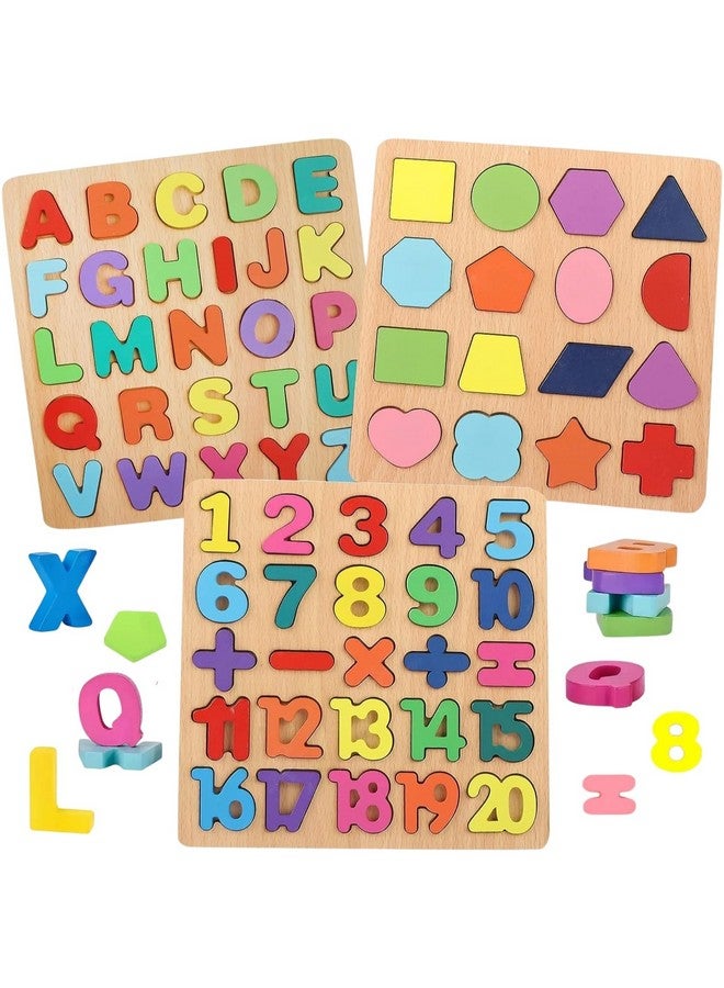 TRU TOYS TRU TOYS Wooden Puzzle Set for Kids with 3D Capital Alphabets, Numbers & Shapes. Colorful Matching & Sorting ABCD Puzzle Board, Montessori Early Educational Learning Activity Toy, Gifts for Boys Girls  - Image 1