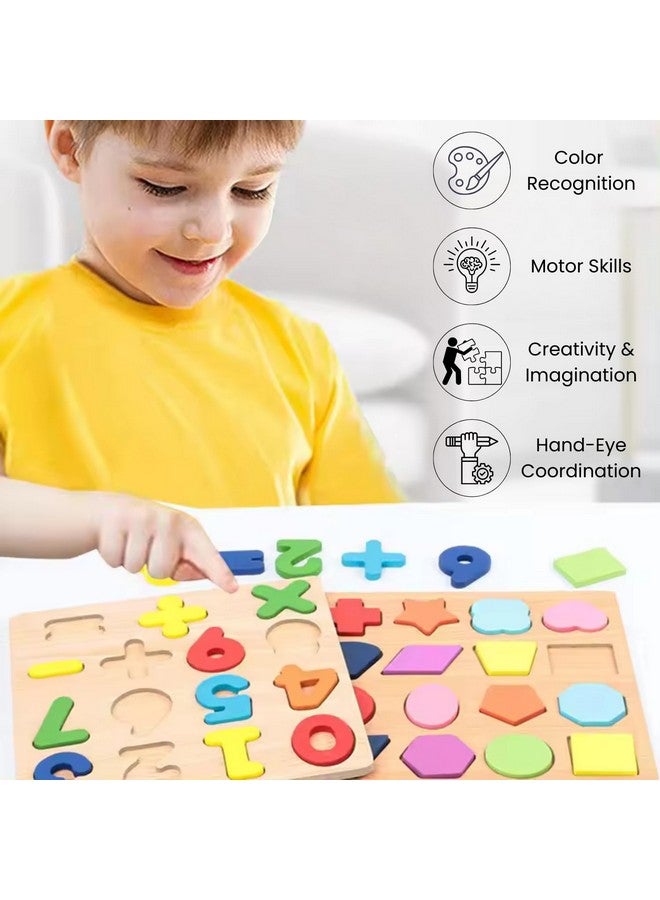 TRU TOYS TRU TOYS Wooden Puzzle Set for Kids with 3D Capital Alphabets, Numbers & Shapes. Colorful Matching & Sorting ABCD Puzzle Board, Montessori Early Educational Learning Activity Toy, Gifts for Boys Girls  - Image 5