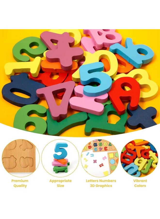 TRU TOYS TRU TOYS Wooden Puzzle Set for Kids with 3D Capital Alphabets, Numbers & Shapes. Colorful Matching & Sorting ABCD Puzzle Board, Montessori Early Educational Learning Activity Toy, Gifts for Boys Girls  - Image 3