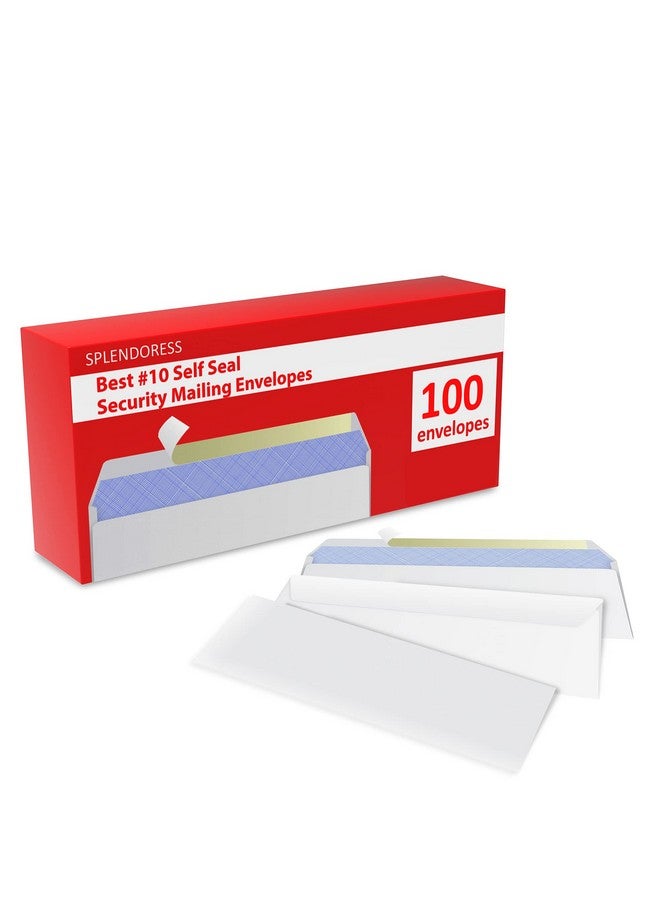 Splendoress 100 Mailing Envelopes Self Seal Letter Size Number 10 White Windowless Security Tinted Envelope 41/8 X 91/2 Inches Quality 24 Lb - Image 2
