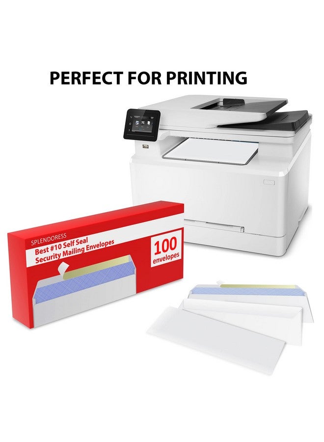 Splendoress 100 Mailing Envelopes Self Seal Letter Size Number 10 White Windowless Security Tinted Envelope 41/8 X 91/2 Inches Quality 24 Lb - Image 3
