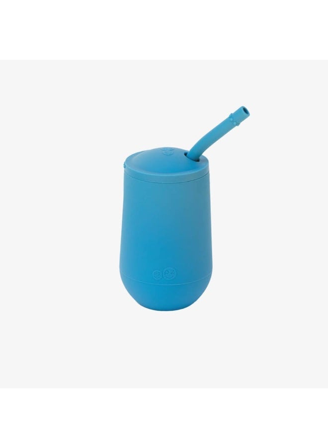 ezpz Happy Cup + Straw System (Blue) - 24 months+ - 100% Silicone Cup + Straw for Older Toddler + Preschoolers - Designed by a Pediatric Feeding Specialist - Image 1