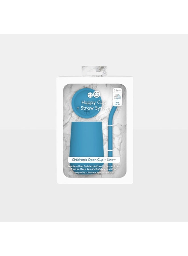 ezpz Happy Cup + Straw System (Blue) - 24 months+ - 100% Silicone Cup + Straw for Older Toddler + Preschoolers - Designed by a Pediatric Feeding Specialist - Image 5