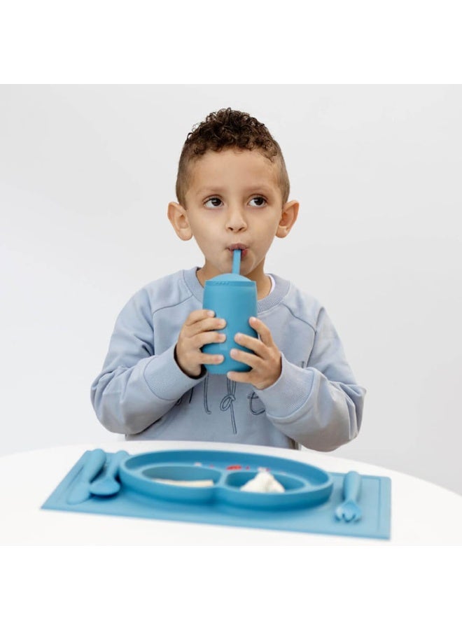 ezpz Happy Cup + Straw System (Blue) - 24 months+ - 100% Silicone Cup + Straw for Older Toddler + Preschoolers - Designed by a Pediatric Feeding Specialist - Image 4