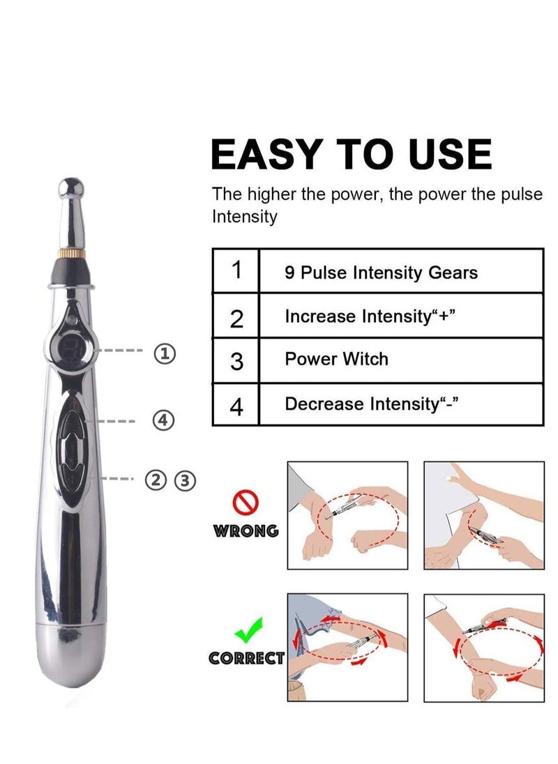 SYOSI Acupuncture Pen Electronic Meridian Therapy Machine Energy Pens Massager Relief Pain Tools with 5 Massage Heads  - Image 3