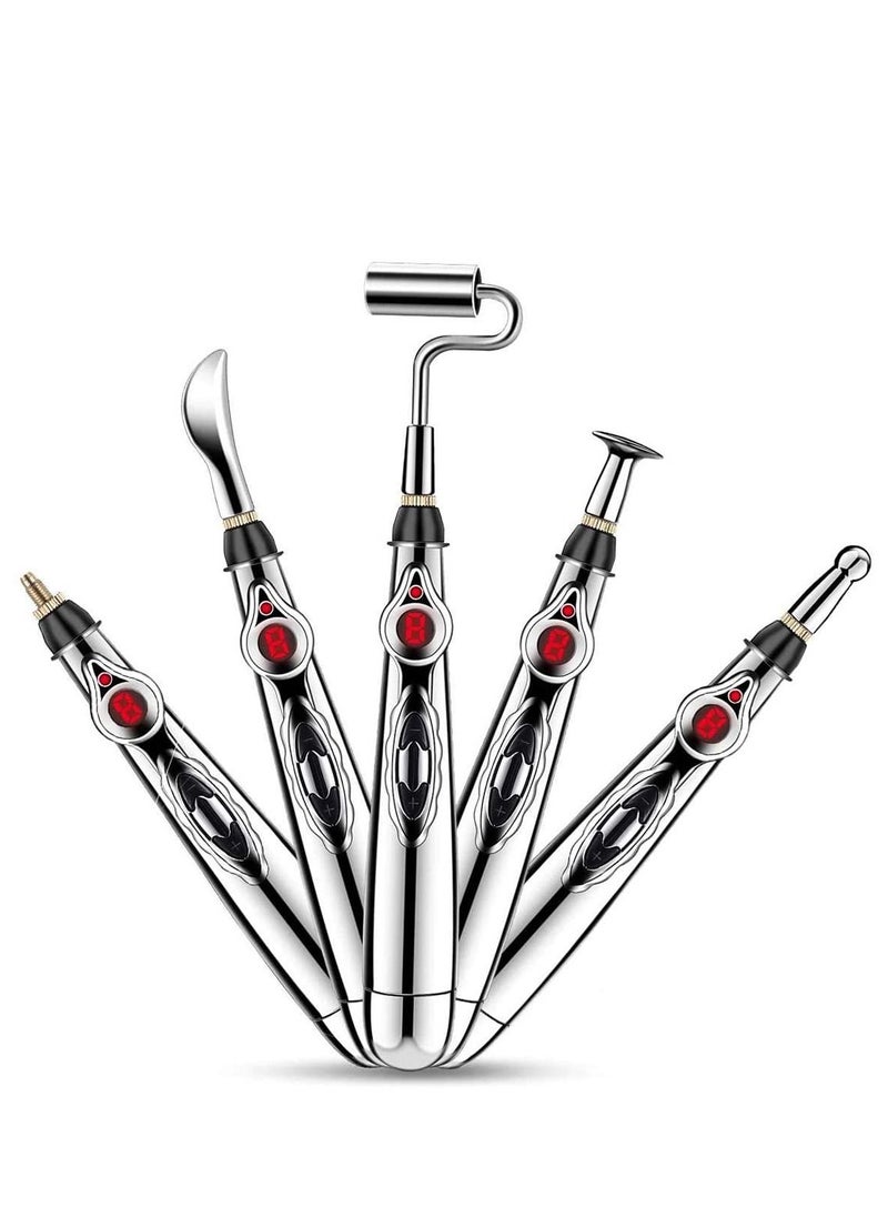 SYOSI Acupuncture Pen Electronic Meridian Therapy Machine Energy Pens Massager Relief Pain Tools with 5 Massage Heads  - Image 1