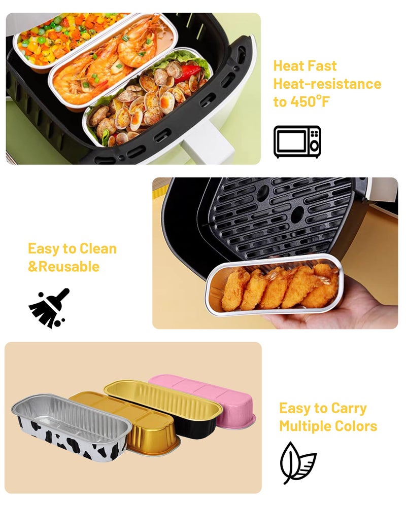 Tikxlafe 50 Pack Mini Loaf Pans with Lids & Spoons, 6.8oz Rectangle Aluminum Foil Baking Pans, Oven Safe Bread Tins for Brownie, Cheesecake, Lasagna - Disposable Food Containers-Gold - Image 3