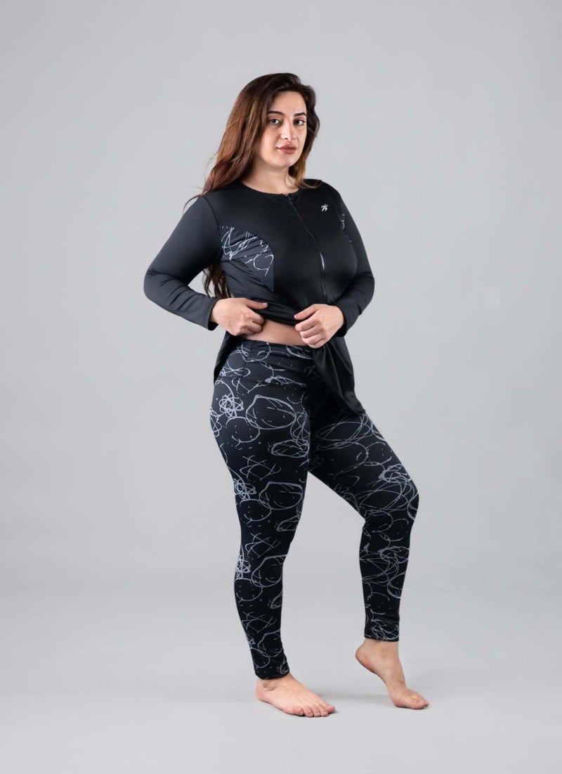 Keepfit Women's Longsleeves Zippered Padded Rashguard 2-Piece Plus Size Swimset |Swimming Suit for Women - Image 4