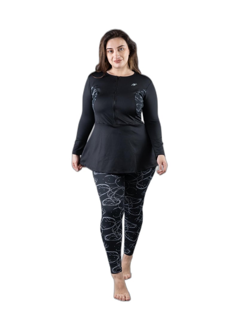 Keepfit Women's Longsleeves Zippered Padded Rashguard 2-Piece Plus Size Swimset |Swimming Suit for Women - Image 1