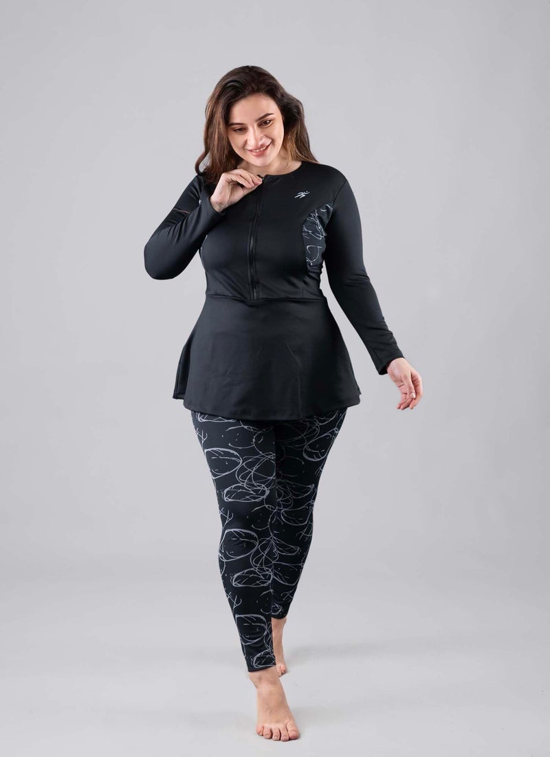Keepfit Women's Longsleeves Zippered Padded Rashguard 2-Piece Plus Size Swimset |Swimming Suit for Women - Image 2