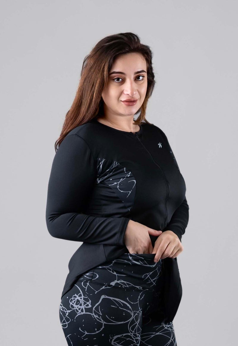 Keepfit Women's Longsleeves Zippered Padded Rashguard 2-Piece Plus Size Swimset |Swimming Suit for Women - Image 3