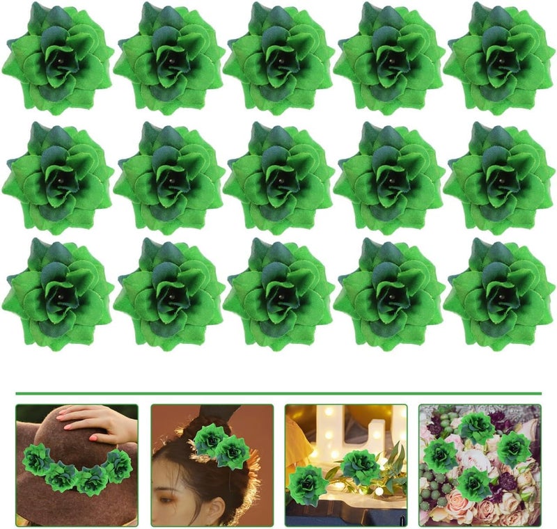 SYOSI Simulated Roses, Flannelette Dark Green Fake Flower Heads for DIY Crafts, Wedding Decor, Home Decoration, Flower Walls, Party Decorations, and Craft Projects, 1.77" Size, 50 Pcs - Image 4