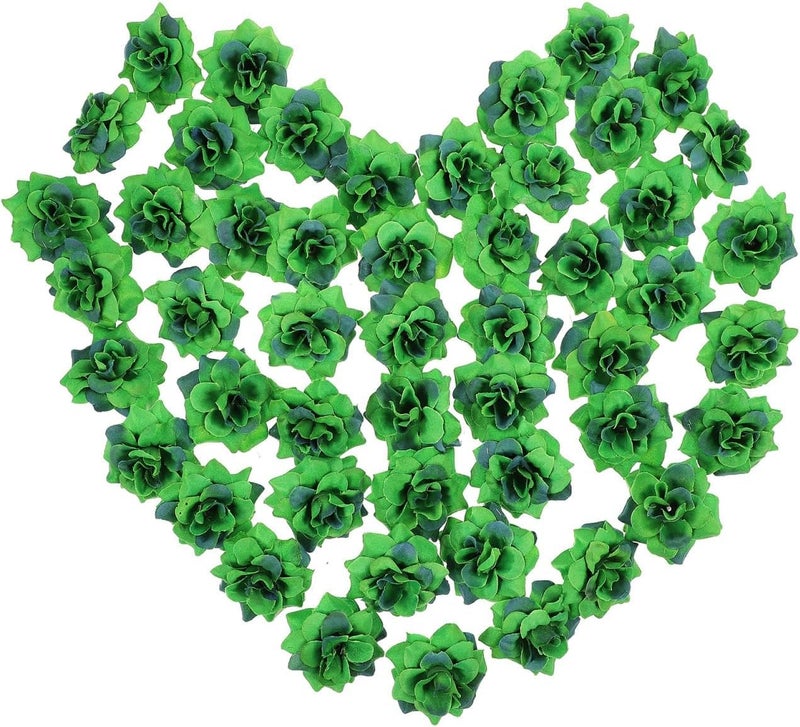SYOSI Simulated Roses, Flannelette Dark Green Fake Flower Heads for DIY Crafts, Wedding Decor, Home Decoration, Flower Walls, Party Decorations, and Craft Projects, 1.77" Size, 50 Pcs - Image 1