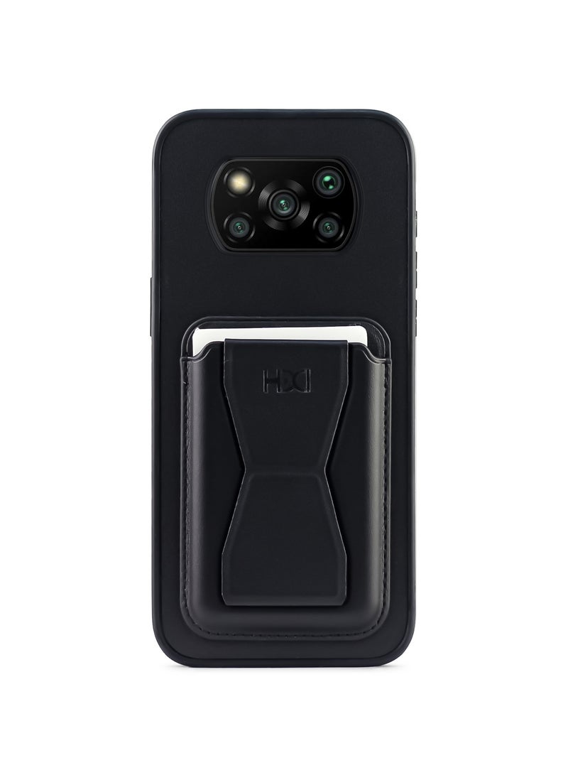 Leather back cover with card wallet Foldable Shockpoof Case compatible with Xiaomi Poco X3 (Black) 