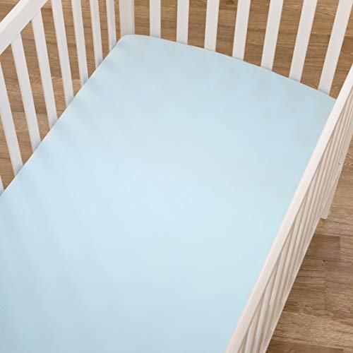 TL Care Fitted Crib Sheet 28" x 52", Soft Breathable Neutral 100% Cotton Jersey Sheet, Blue, for Boys and Girls, Fits Crib and Toddler Bed mattresses - Image 5