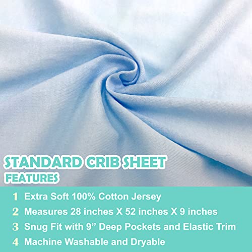 TL Care Fitted Crib Sheet 28" x 52", Soft Breathable Neutral 100% Cotton Jersey Sheet, Blue, for Boys and Girls, Fits Crib and Toddler Bed mattresses - Image 3