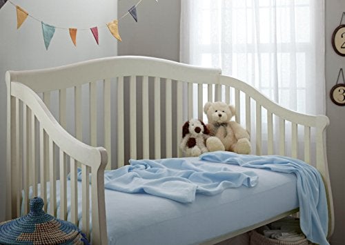 TL Care Fitted Crib Sheet 28" x 52", Soft Breathable Neutral 100% Cotton Jersey Sheet, Blue, for Boys and Girls, Fits Crib and Toddler Bed mattresses - Image 4