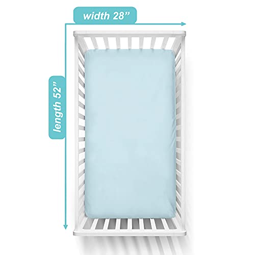 TL Care Fitted Crib Sheet 28" x 52", Soft Breathable Neutral 100% Cotton Jersey Sheet, Blue, for Boys and Girls, Fits Crib and Toddler Bed mattresses - Image 2