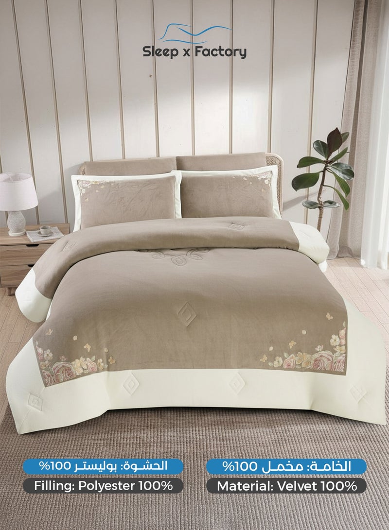 سليب × فاكتوري طقم مفرش شتوي مخمل مزخرف 6 قطع – مقاس كينج - Image 3