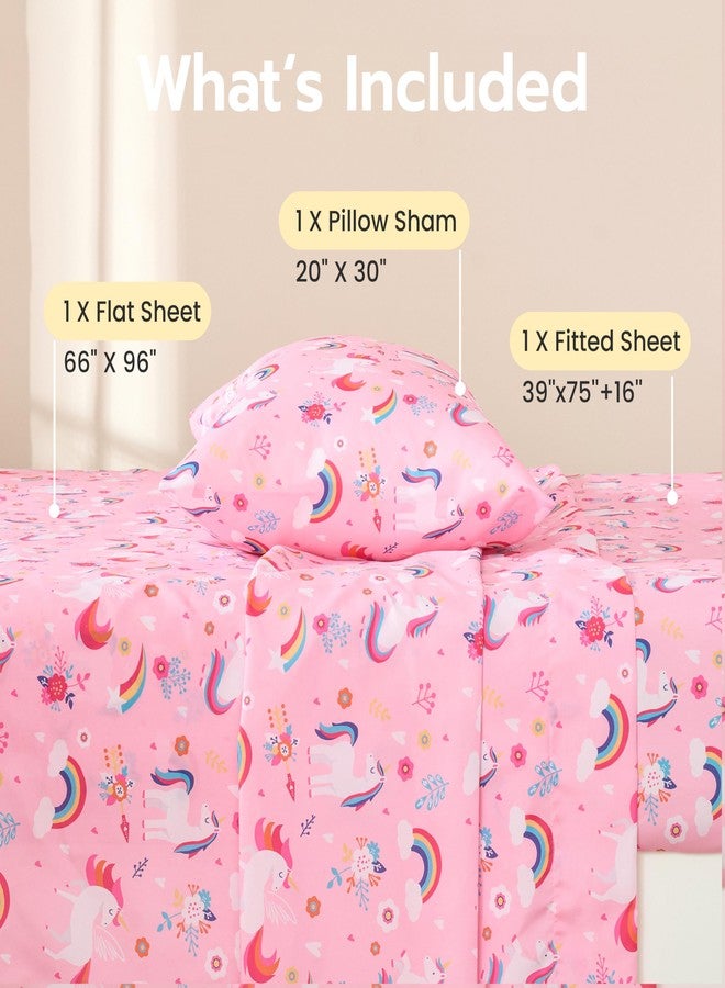 Joiedomi Kids Twin Sheet Set Unicorn - 3 Piece Soft Microfiber Bed Sheets - Deep Pocket Wrinkle Free, Cozy Toddler Bedding Set, Fade Resistant Breathable for Boys Girls Teens - Image 2