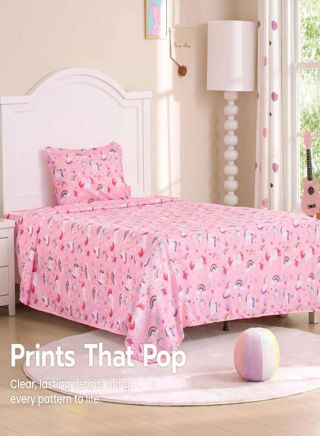 Joiedomi Kids Twin Sheet Set Unicorn - 3 Piece Soft Microfiber Bed Sheets - Deep Pocket Wrinkle Free, Cozy Toddler Bedding Set, Fade Resistant Breathable for Boys Girls Teens - Image 3