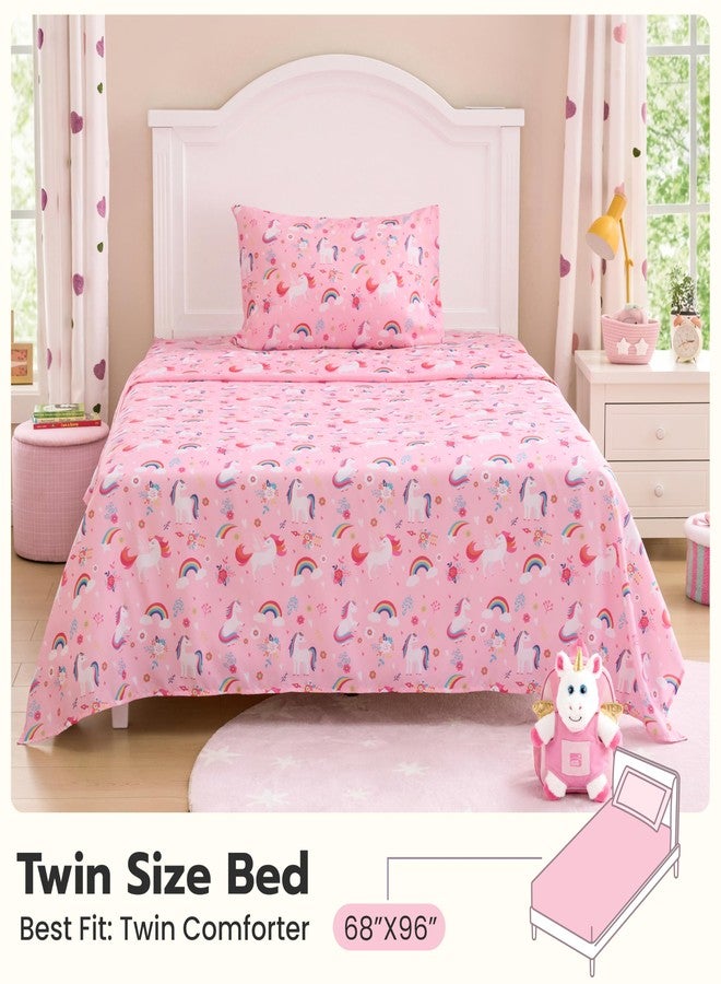 Joiedomi Kids Twin Sheet Set Unicorn - 3 Piece Soft Microfiber Bed Sheets - Deep Pocket Wrinkle Free, Cozy Toddler Bedding Set, Fade Resistant Breathable for Boys Girls Teens - Image 5