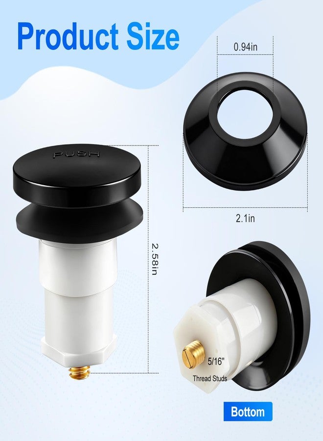 Coolfell 1 Pack 5/16'' Thread Studs Bathtub Drain Stopper, Bathroom Tub Drain Stopper 5/16'' Thread for Most Bathtubs Stopper (Matte Black Cover) - Image 2