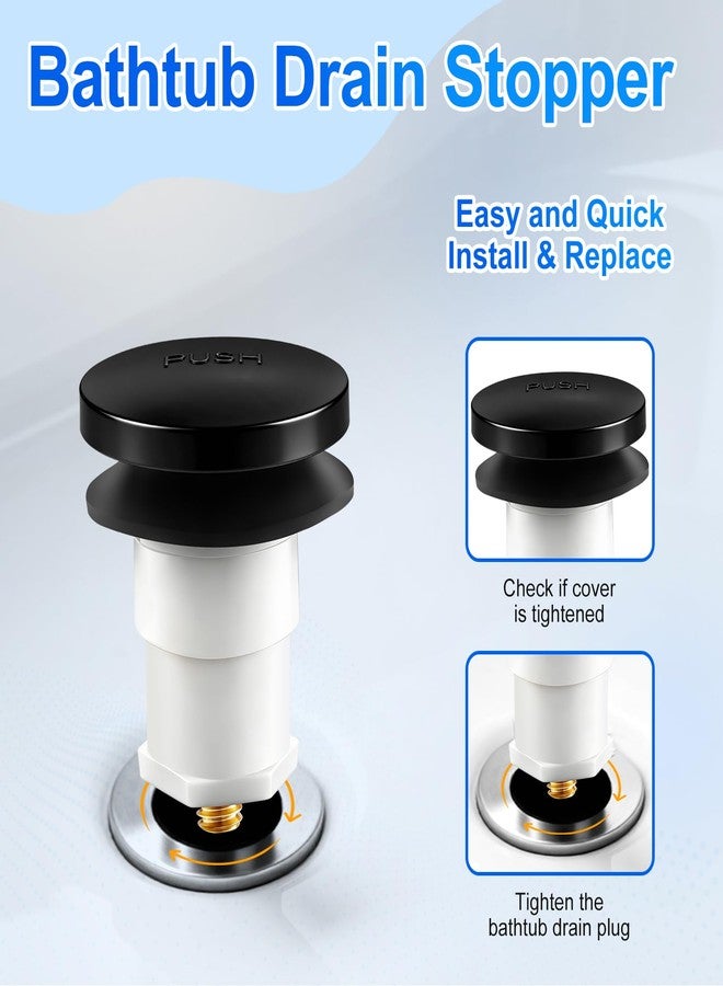 Coolfell 1 Pack 5/16'' Thread Studs Bathtub Drain Stopper, Bathroom Tub Drain Stopper 5/16'' Thread for Most Bathtubs Stopper (Matte Black Cover) - Image 3