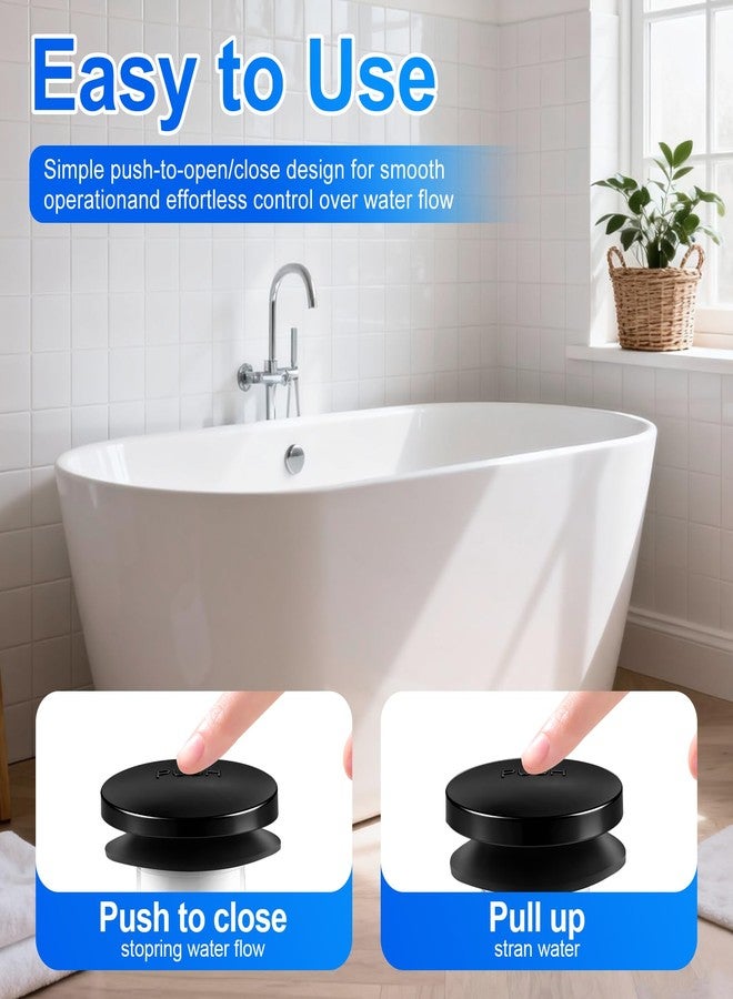 Coolfell 1 Pack 5/16'' Thread Studs Bathtub Drain Stopper, Bathroom Tub Drain Stopper 5/16'' Thread for Most Bathtubs Stopper (Matte Black Cover) - Image 4