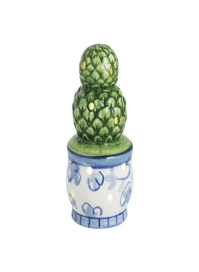 Mud Pie Green Ceramic Topiary LED Sitter - Image 1