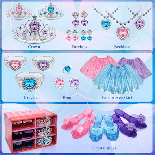 Mrabbitoo Princess Dress Up for Girls  Toddlers Clothes with Skirts Shoes Crown  Play Jewelry Princess Costume Toys for Girls Age 3456 Year Old Kids Shoes Role Play Gift Idea for Birthday Christmas - Image 5