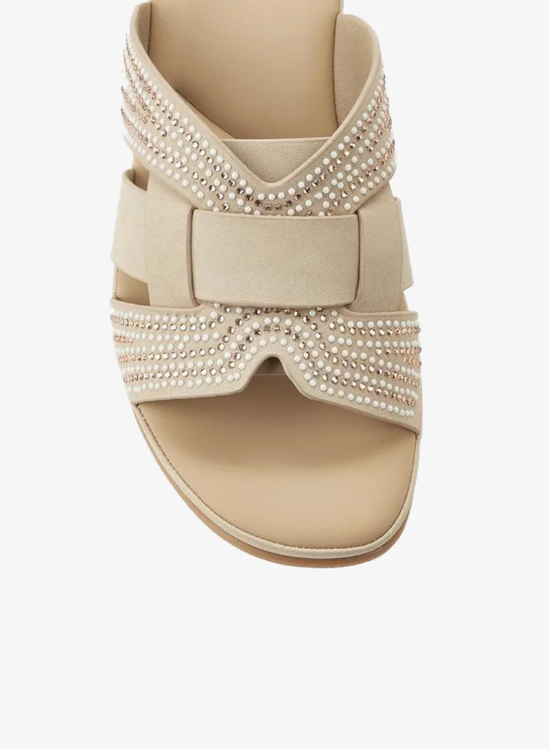 Le Confort BEIGE Embellished Strap Sandal for Women | Best Price UAE