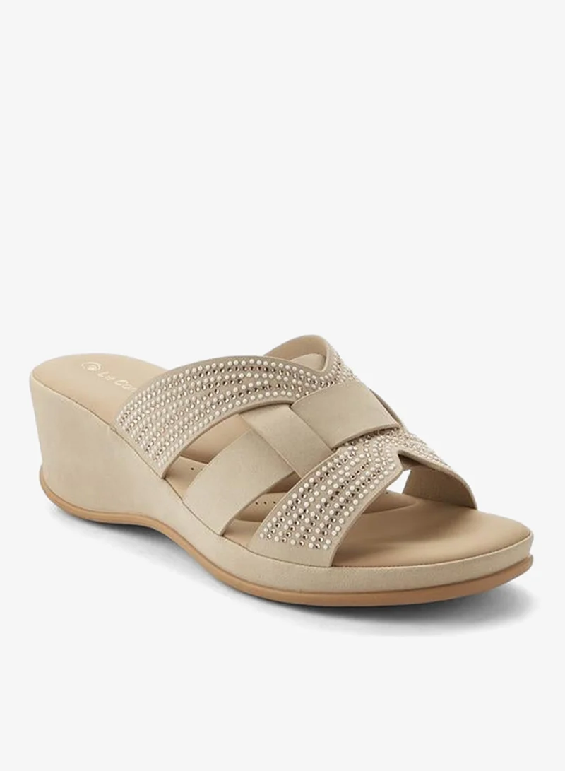Le Confort BEIGE Embellished Strap Sandal for Women | Best Price UAE