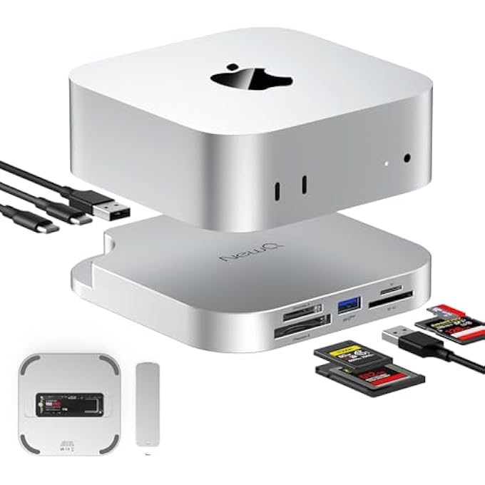 rayihni ماك ميني M4 دوك، ماك ميني هاب مع USB 3.2 (الجيل 2) 10 جيجابت في الثانية فتحة بطاقة CFEXPRESS نوع A/نوع B، قارئات بطاقات TF/SD 4.0، حاوية M.2 NVME SSD، 10 جيجابت في الثانية USB-C، 5 جيجابت في الثانية USB-A*2، شحن USB-C - Image 1