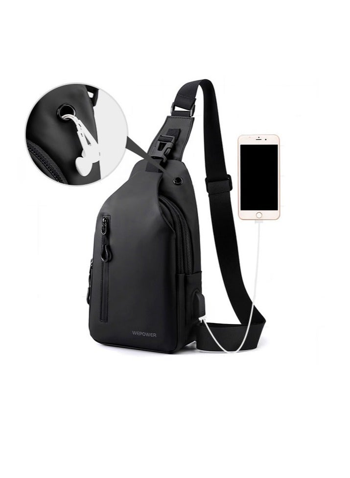 متعددة الوظائف التمويه في الهواء الطلق المائل الصدر حقيبة كتف واحدة السفر الرياضة الأسود - Image 1