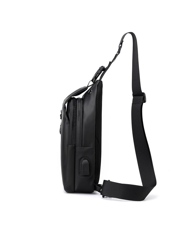 متعددة الوظائف التمويه في الهواء الطلق المائل الصدر حقيبة كتف واحدة السفر الرياضة الأسود - Image 2