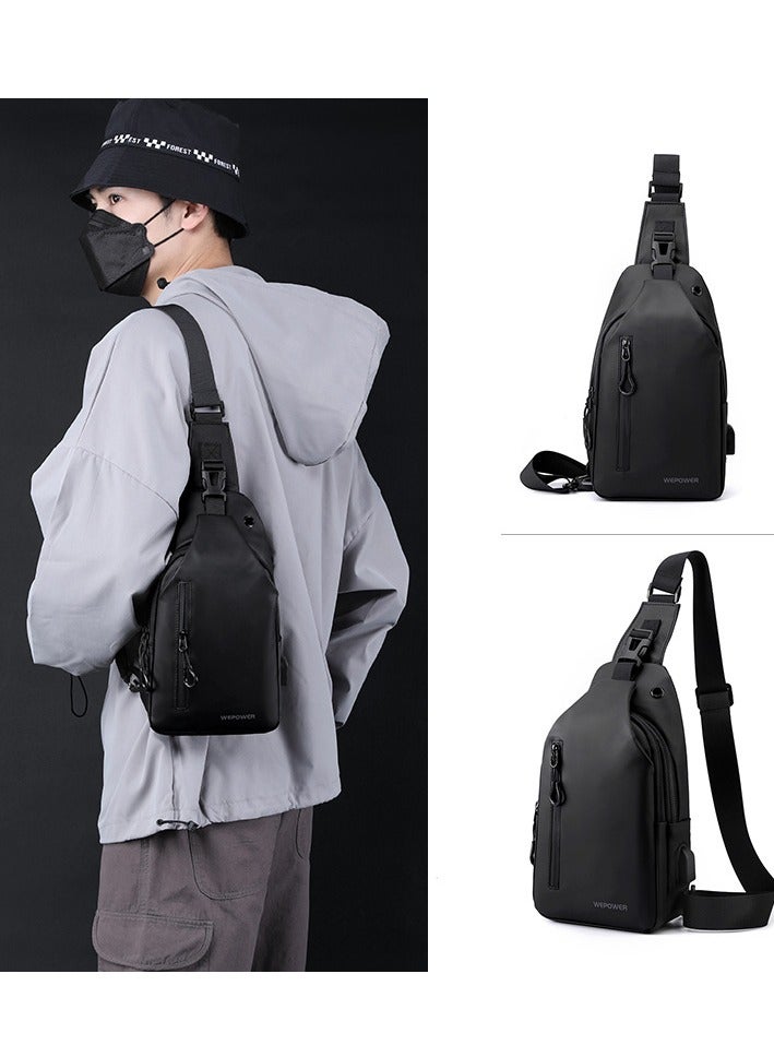 متعددة الوظائف التمويه في الهواء الطلق المائل الصدر حقيبة كتف واحدة السفر الرياضة الأسود - Image 5