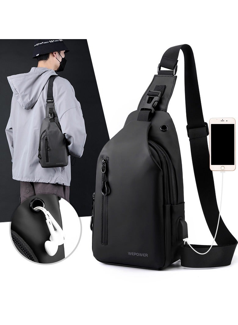 متعددة الوظائف التمويه في الهواء الطلق المائل الصدر حقيبة كتف واحدة السفر الرياضة الأسود - Image 3