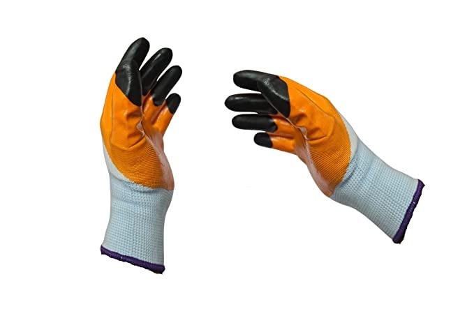 RK TRENDS Safety Nitrile Coated, Anti-Cut Gloves for Industrial, Mechanical, Agricultural, Gardening and Multi-puropse Uses… (Pack of 5 Pairs, Orange (Double-Coated)) - Image 2