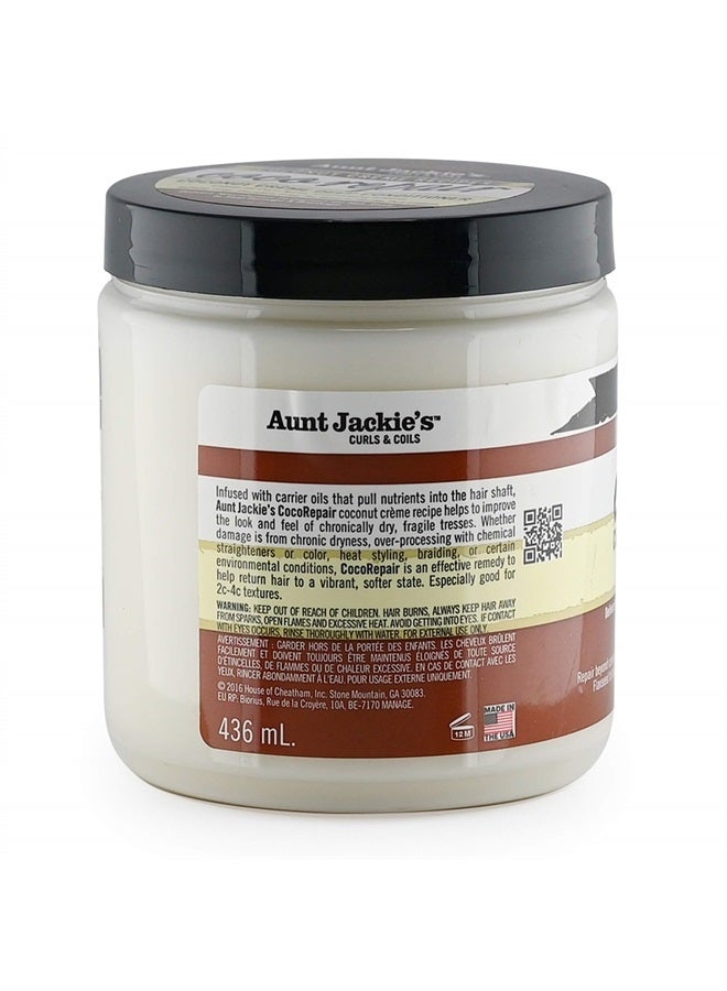 Aunt Jackie's وصفات كريمة جوز الهند - بلسم عميق لإصلاح الشعر، يوفر التغذية، يوقف التلف والتكسر للشعر الطبيعي المجعد، 15 أونصة - Image 4