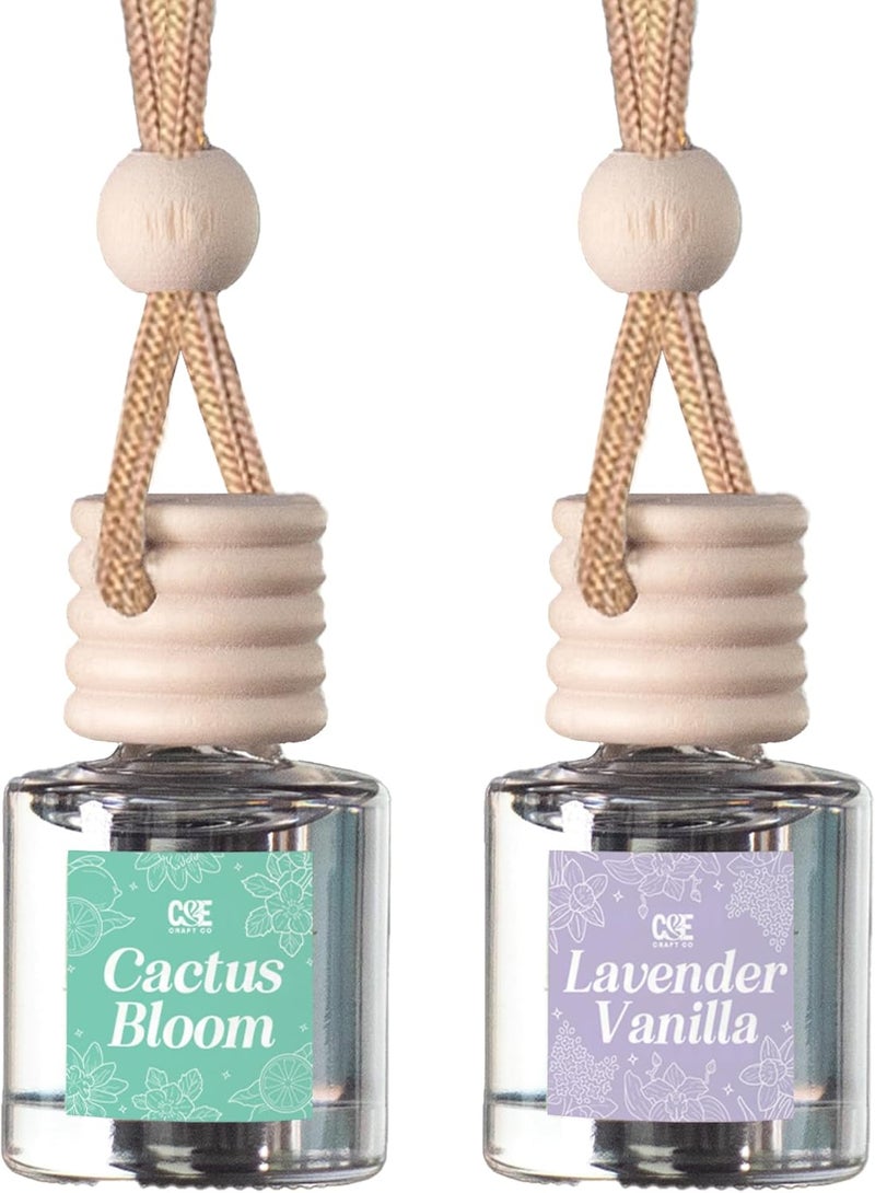 CE CRAFT زيت عطر معلق للسيارة من CANDECraftCo، معطر سيارة أوتوماتيكي للزيوت الأساسية، روائح علاج عطري ناشر للسيارة، طويل الأمد (زهرة الصبار + لافندر فانيليا) - Image 1