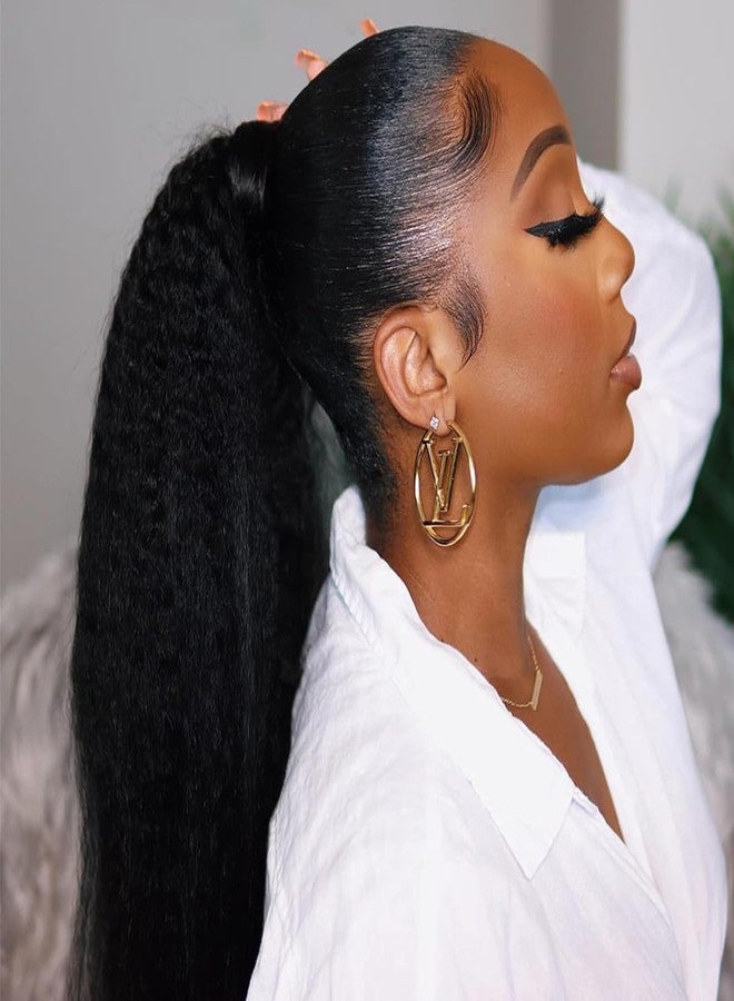 Feelgrace Ponytail Hair Clip in Hair Extension Kinky Straight Human Hair Extension 130 Gram/Pcs Silky Soft Brazilian Hair (20 Inch, Kinky Straight) - Image 2