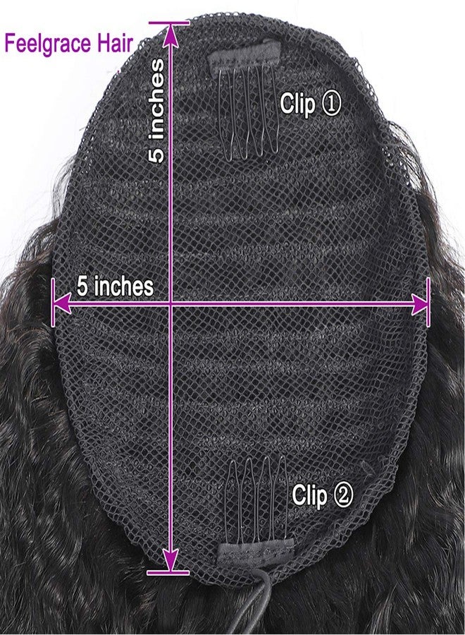 Feelgrace Ponytail Hair Clip in Hair Extension Kinky Straight Human Hair Extension 130 Gram/Pcs Silky Soft Brazilian Hair (20 Inch, Kinky Straight) - Image 4