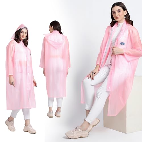 HACER Victoria Raincoat Waterproof Full Length Rainwear with Hood and Pockets for Women & Ladies Carry Bag Included- (Random Color, Size- 52, XXL) - Image 2